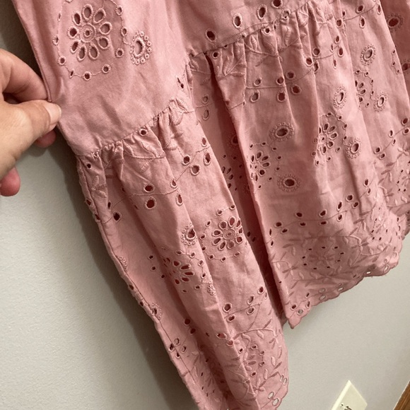 LOFT Blush Pink Eyelet Midi Ruffle Skirt, Women’s Size 14 - Picture 4 of 9